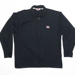 Vintage Ben Davis Work Shirt | Black Hickory Quarter Zip LS | Made in USA | Larg
